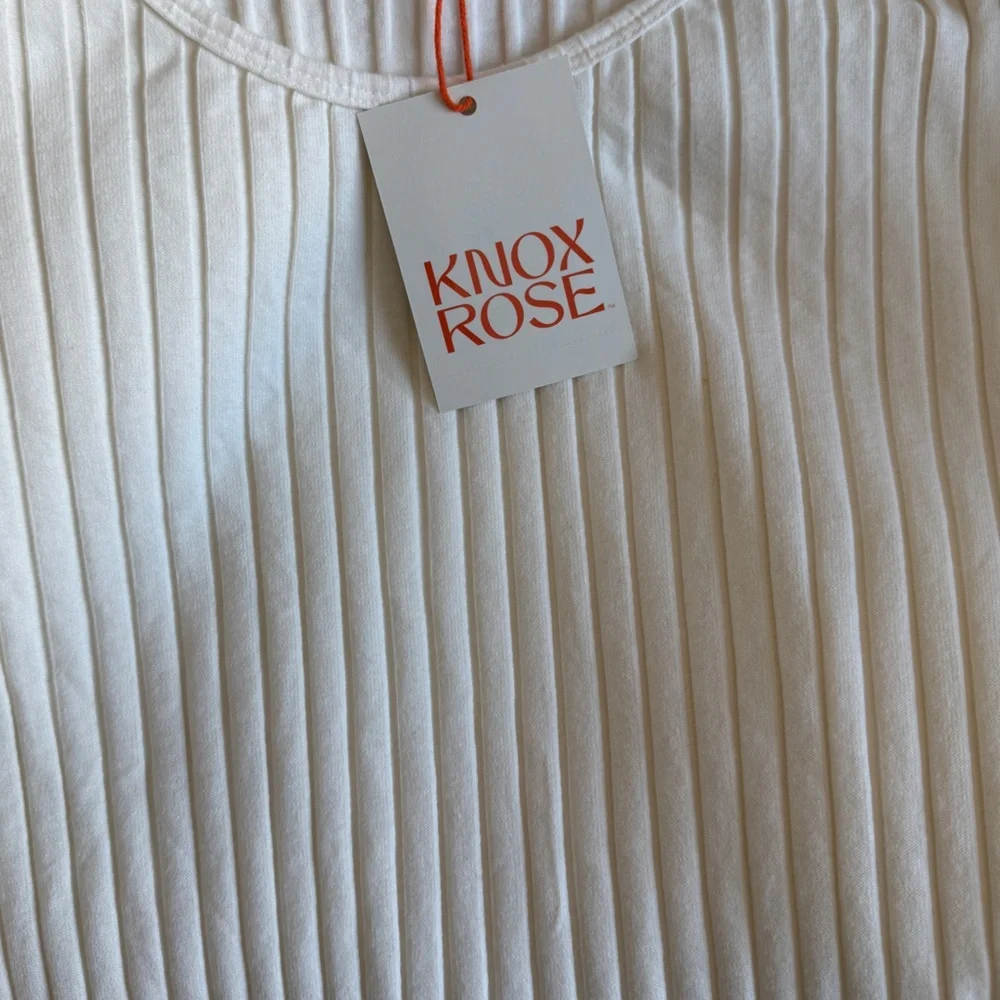 Knox Rose Women's Slim Fit Long Sleeve Ribbed T-Shirt Cream Size XXL NWT - Picture 5 of 8